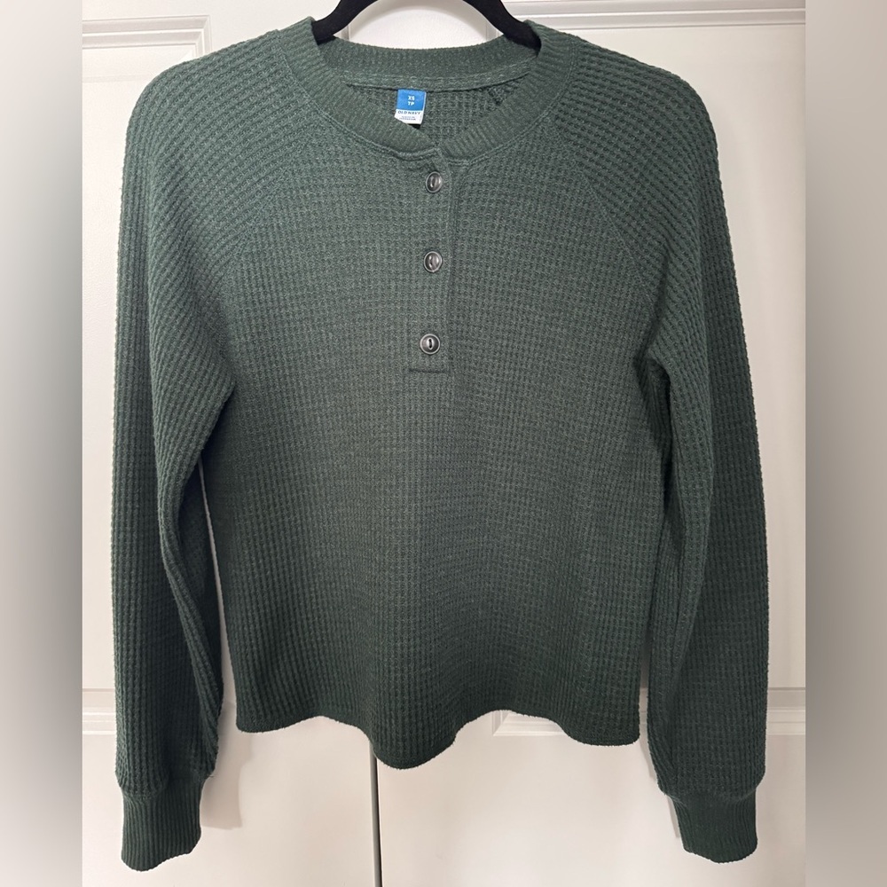 Old Navy Green Waffle Knit Sweater